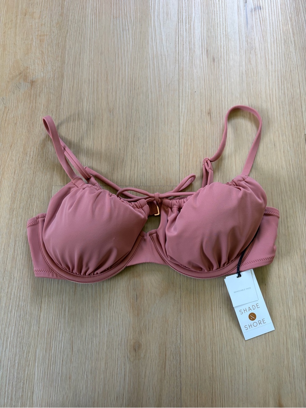 Shade & Shore Women's Dusty Rose Underwire Bikini Top
